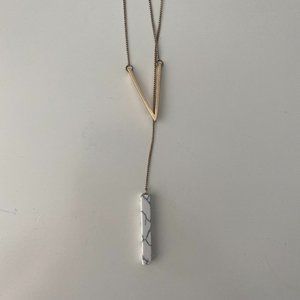 Long Layered Necklace Geometric Marble  (29 inch)